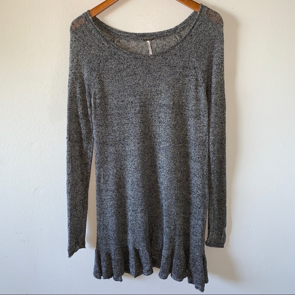 Free People Beach Gray Long Sleeve BOHO Dress S|P